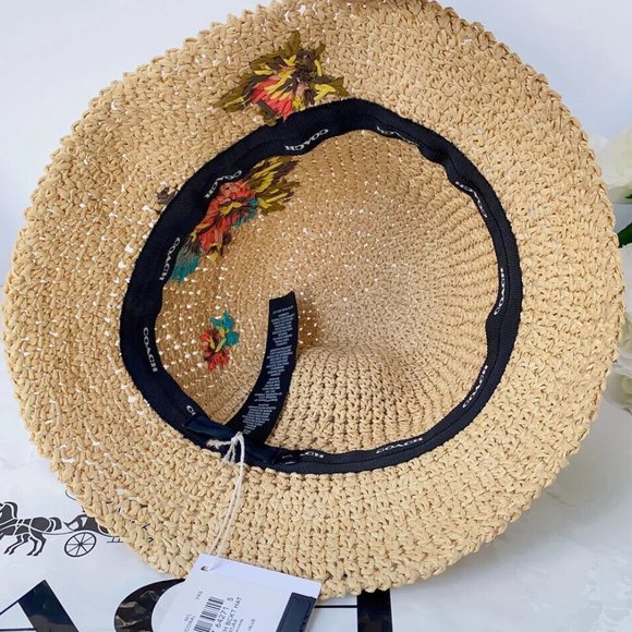 Brand New NWT Coach Hawaiian Floral Crochet Collapsible Bucket Hat - Picture 5 of 9